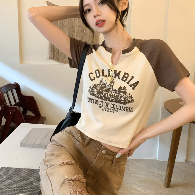 Áo thun croptop COLUMBIA HÀNG CHUẨN IN ĐẸP vải thun gân tăm đẹp mềm mịn thoáng mát 3Fashion - A42