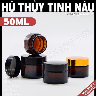 Hũ thủy tinh nâu nhỏ kèm nắp thiếc đựng nến thơm - nguyên liệu làm nến handmade diy