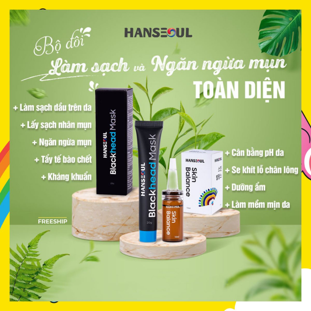 Bộ lột mụn Blackhead Mask & serum se khít lỗ chân lông Skin Balankce chuẩn y khoa chính hãng Hanseoul