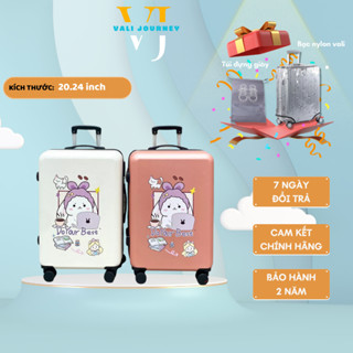 Vali du lịch kéo hoạ tiết hoạt hình 20/24 inch nhựa ABS cứng cáp, bền chắc, chịu lực tốt, 4 bánh xe