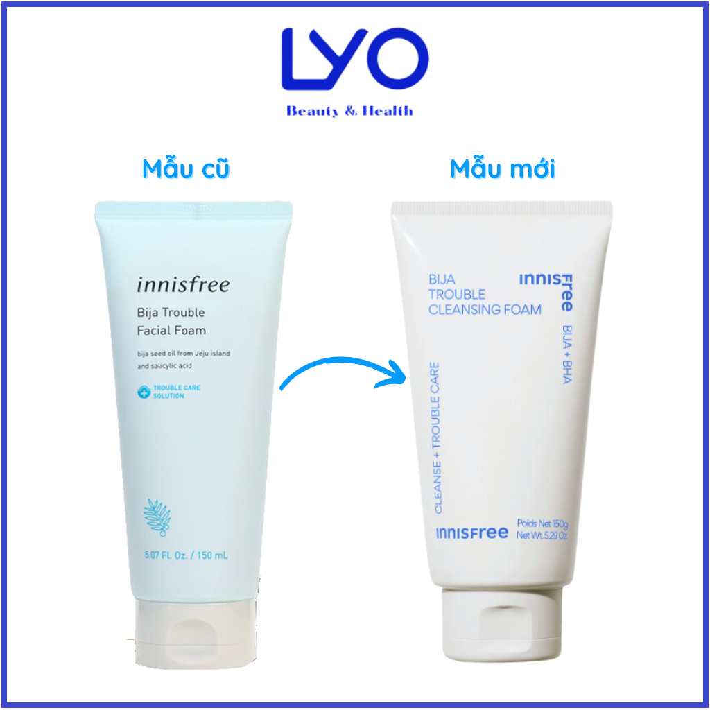 Sữa rửa mặt cho da mụn Innisfree Bija + BHA Trouble Cleansing Foam 150g Hàn Quốc