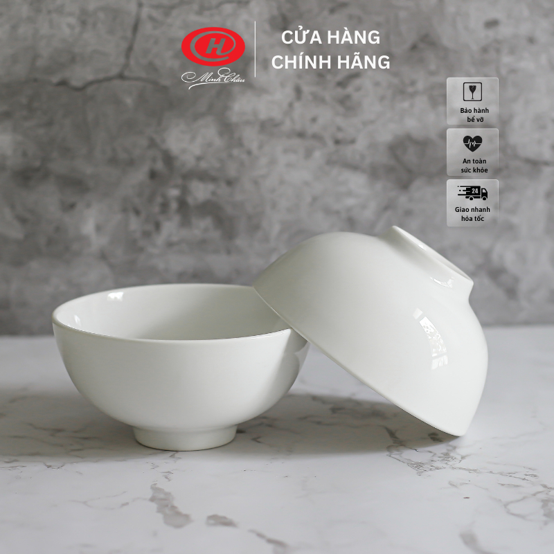 Bát cơm sứ Minh Châu trắng trơn 11cm - C06