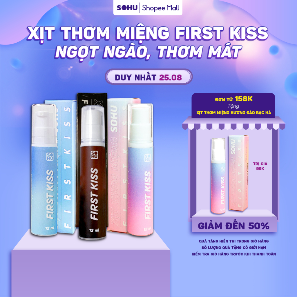 Xịt Thơm Miệng First Kiss SOHU 12ml Nhỏ Gọn Bỏ Túi Tiện Lợi