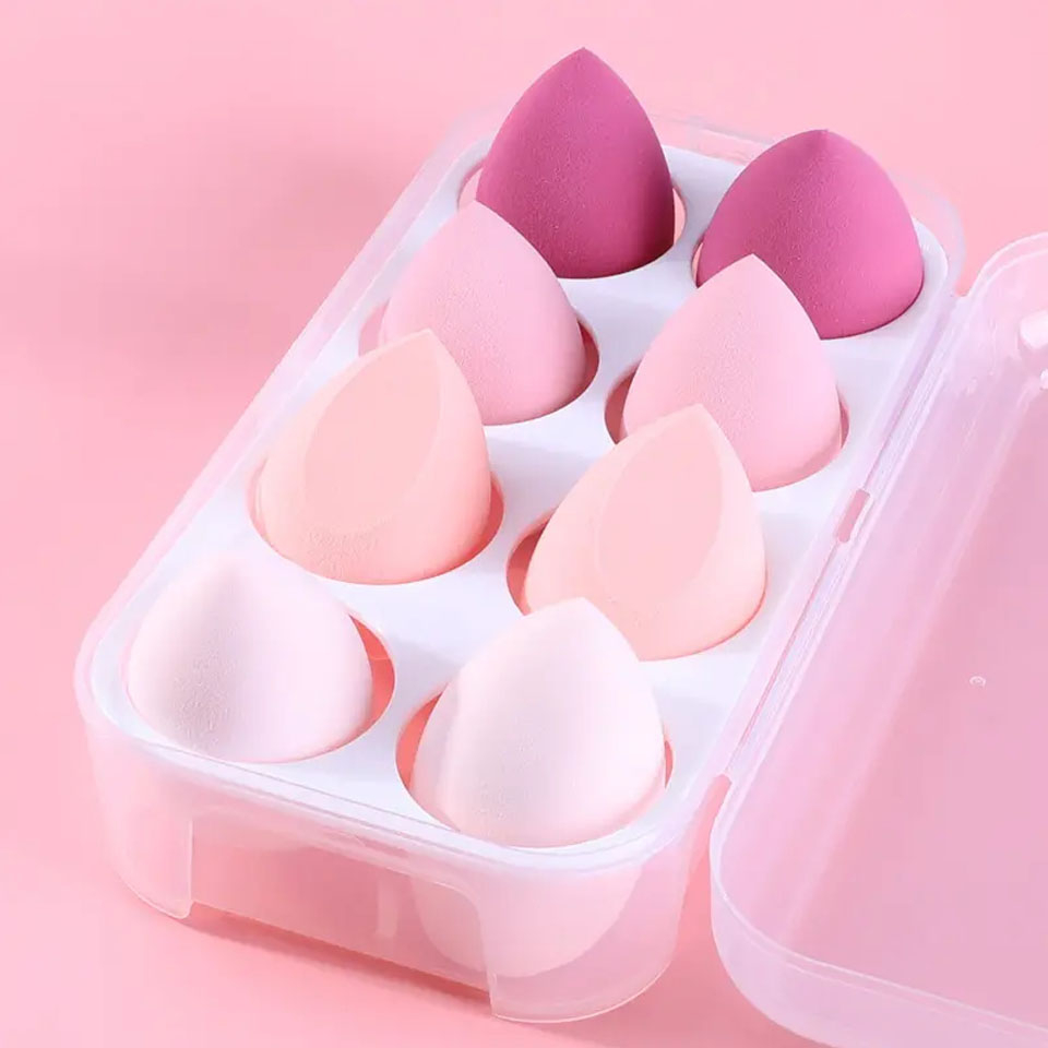 Set 4/8 mút trang điểm hình trứng sử dụng khô và ướt cho trang điểm dạng lỏng, kem, phấn nén đa dạng - hickies