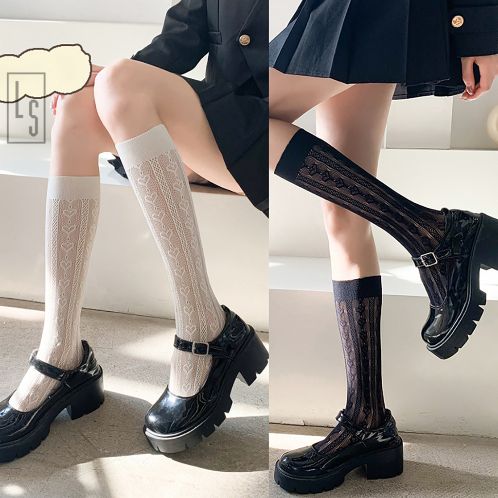 Vớ Ren Tim Lolita - Tất Bắp Đùi Lolita Ren Trái Tim