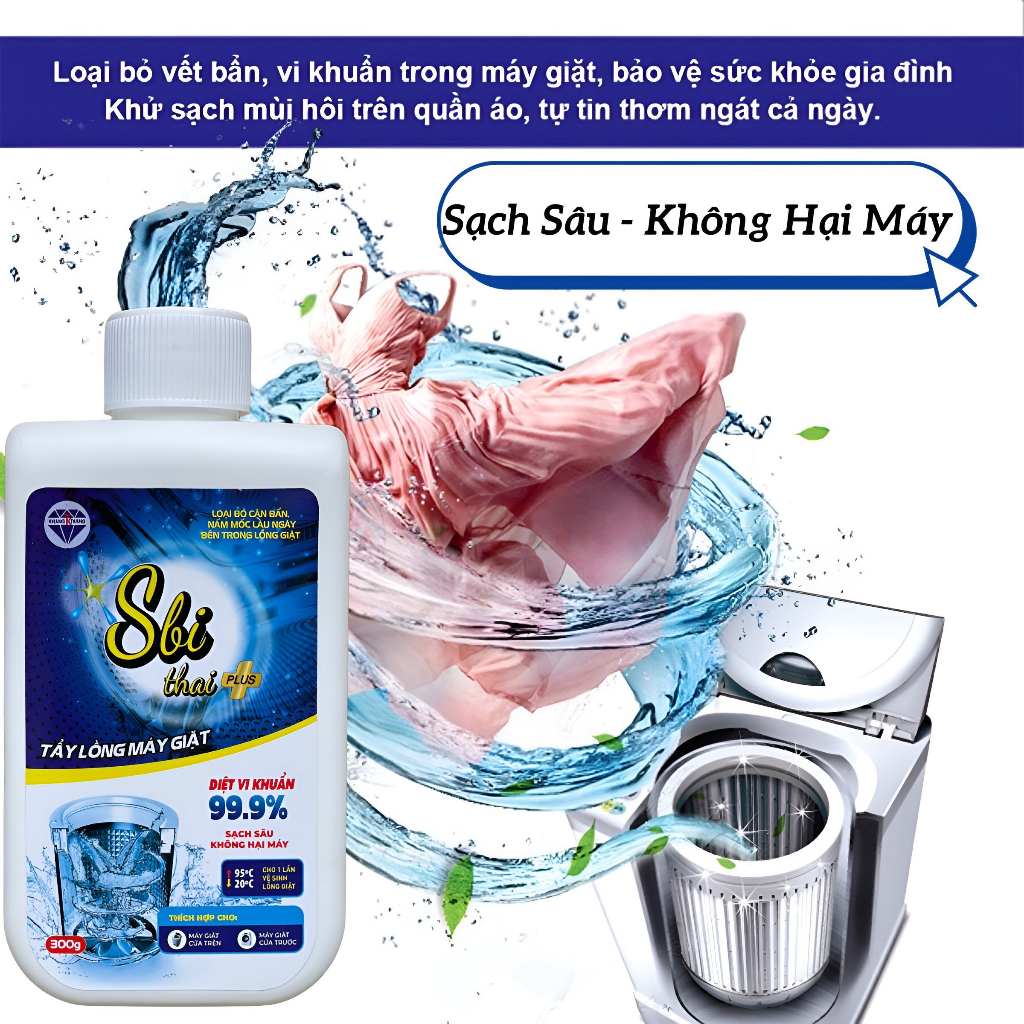 Bột tẩy lồng vệ sinh máy giặt cửa ngang cửa đứng chính hãng SBI hộp tẩy lồng máy cao cấp diệt khuẩn chai 300gr KIDOTA