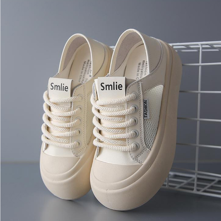 Giày nữ, giày thể thao nữ thêu nổi bông lúa đế cao 3cm màu đen, màu kem size 36-40