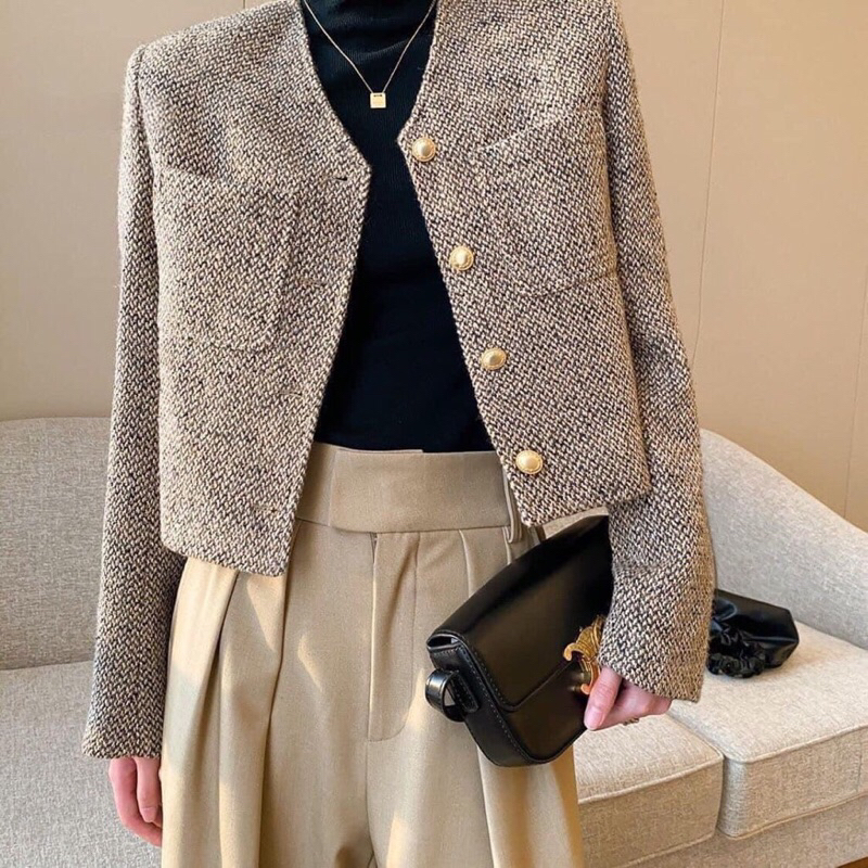 ÁO DẠ TWEED TIÊU KHUY ĐỒNG SIÊU HOT