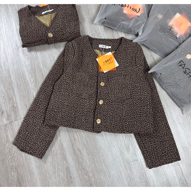 ÁO DẠ TWEED TIÊU KHUY ĐỒNG SIÊU HOT