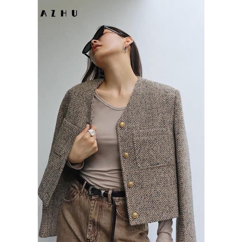 ÁO DẠ TWEED TIÊU KHUY ĐỒNG SIÊU HOT