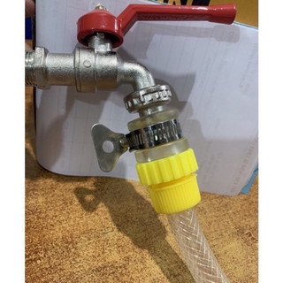 Đầu nối nhanh vòi gạt với ống mềm sẵn đai xiết- Đầu nối ống mềm máy rửa xe- Đầu nối vòi nước màu cam
