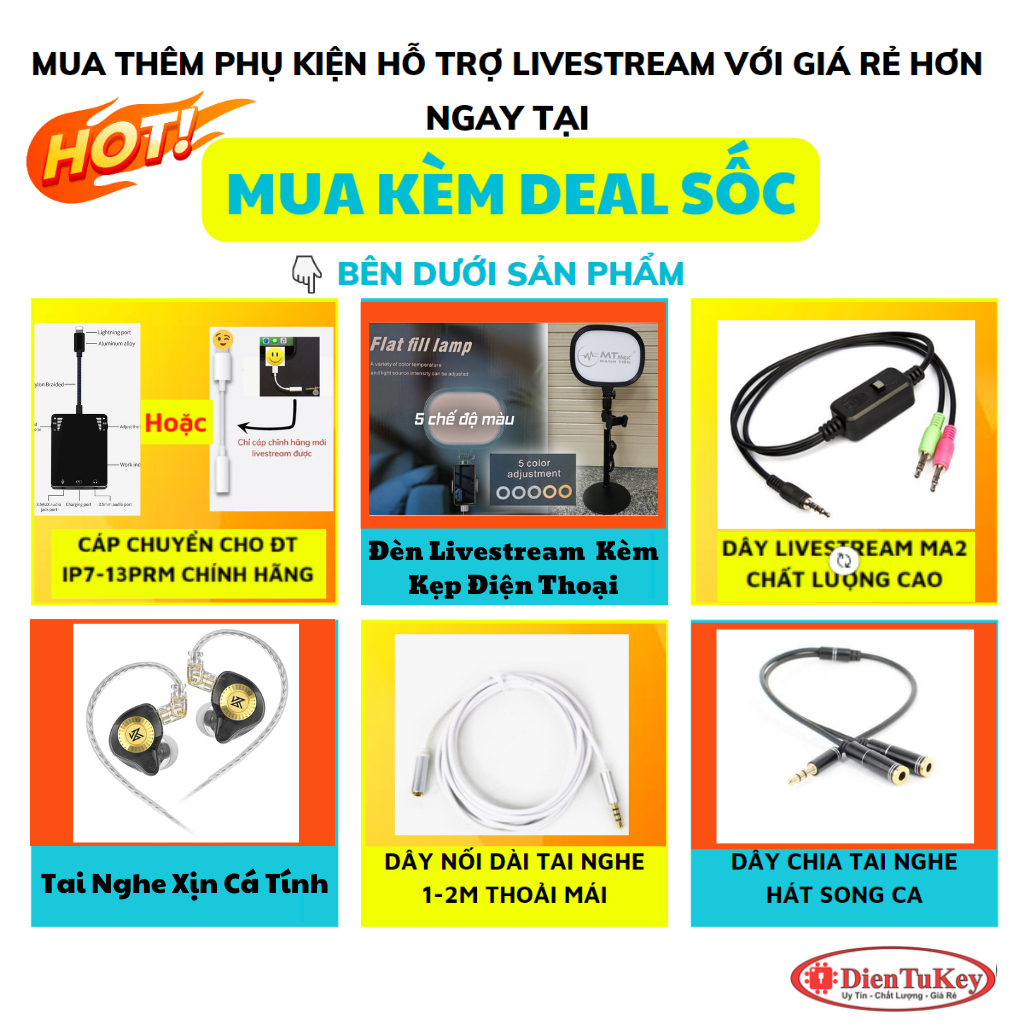 Bộ Sound Card  K300 2022 Và Micro ISK AT100 kèm tai nghe chuyên Hỗ Trợ Hát Autotune , Livestream , Thu Âm Cực Hay