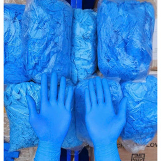 Bịch 100 cái Găng Tay Y Tế Nitrile màu Xanh Không Bột - Đủ Size S, M, L, XL