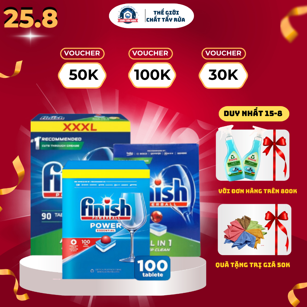 Viên Rửa Bát Finish All In1/ Essential [ Nhiều Chức Năng - Nhập Khẩu Chính Hãng]Viên Rửa Chén Cao Cấp Làm Sạch Vượt Trội