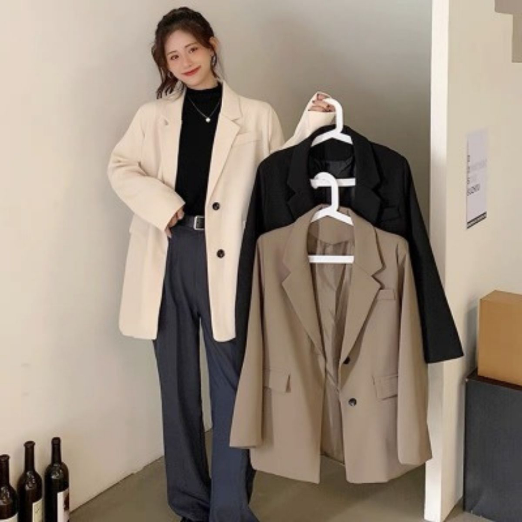 Áo Blazer nữ dài tay, áo vest khoác ngoài form rộng thời trang basic trẻ trung 2 lớp BL05 | BigBuy360 - bigbuy360.vn