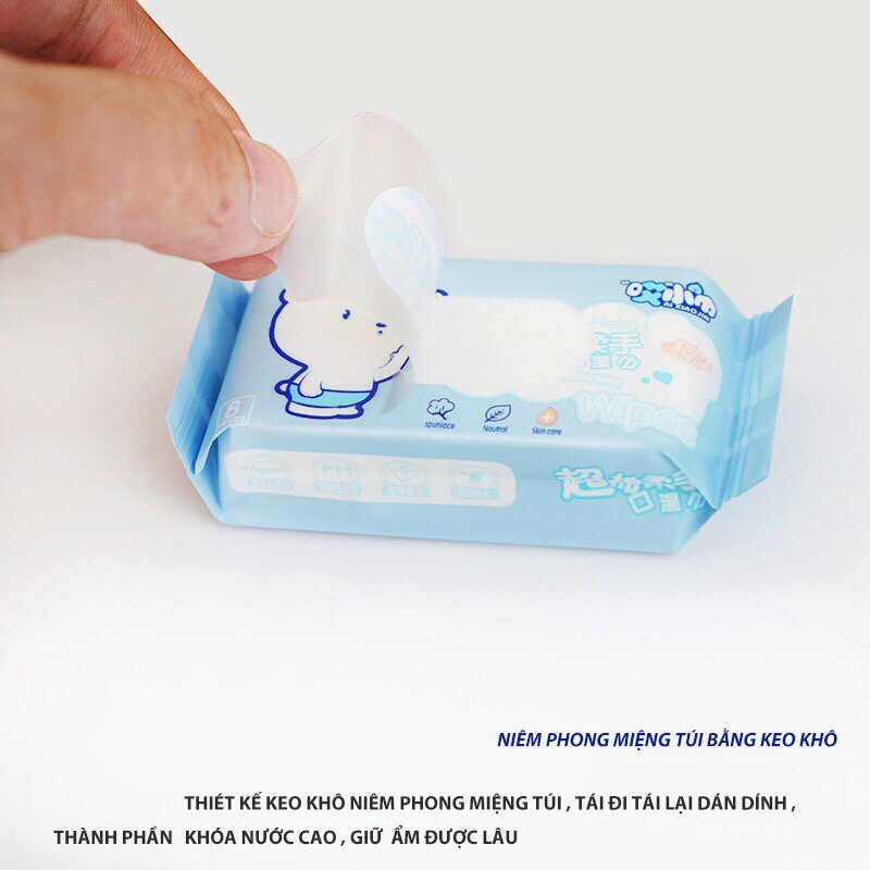 Túi 8 Gói Khăn Giấy Ướt Mini Bỏ Túi Chính Hãng Nội Địa Trung Siêu Đáng Yêu