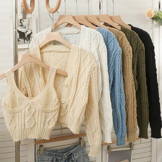 Sét áo 2 dây kèm áo khoác ngoài cadigan siêu hot- sét áo len- sét áo len hàng quảng châu cao cấp - mochi fashion shop