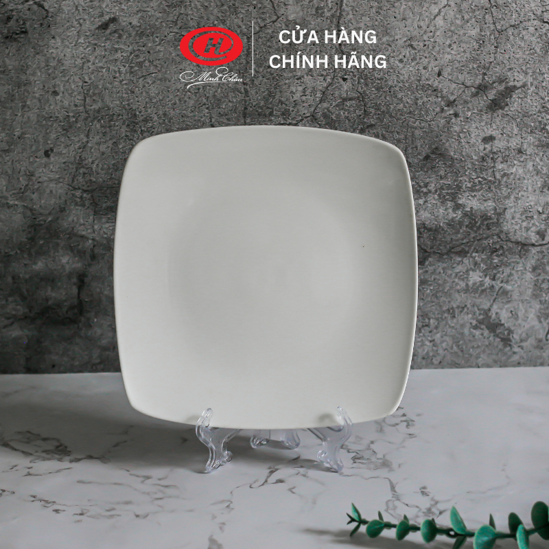 Đĩa vuông sứ Minh Châu trắng trơn - DVC