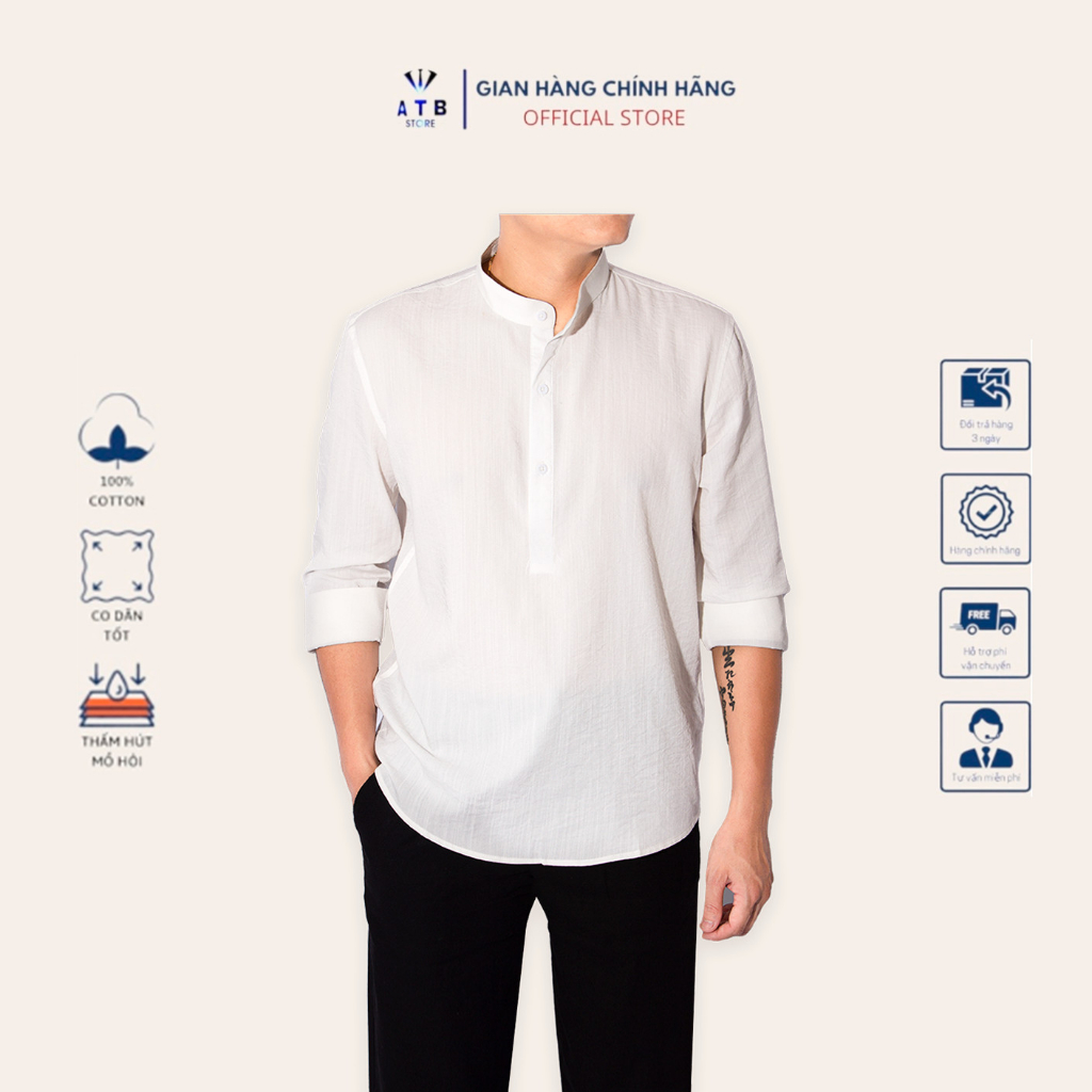 Áo Dài Tay 3 Khuy,  Chất Liệu Vải Đũi Xước Cao Cấp , Co Giãn Nhẹ , Thoáng Mát , Dễ Chịu