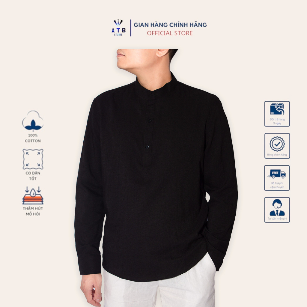 Áo Dài Tay 3 Khuy,  Chất Liệu Vải Đũi Xước Cao Cấp , Co Giãn Nhẹ , Thoáng Mát , Dễ Chịu