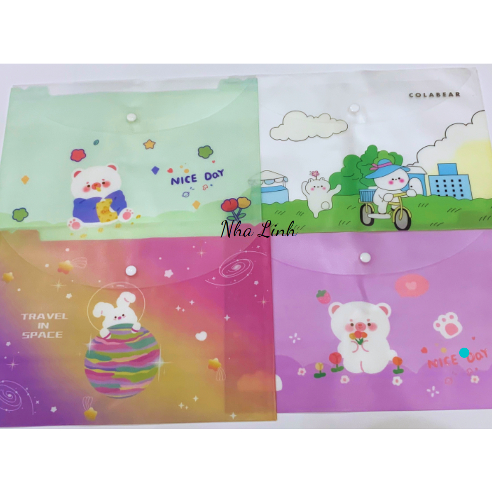 Bìa nút A4 hình gấu trong ,màu siêu xinh dễ thương cho bé