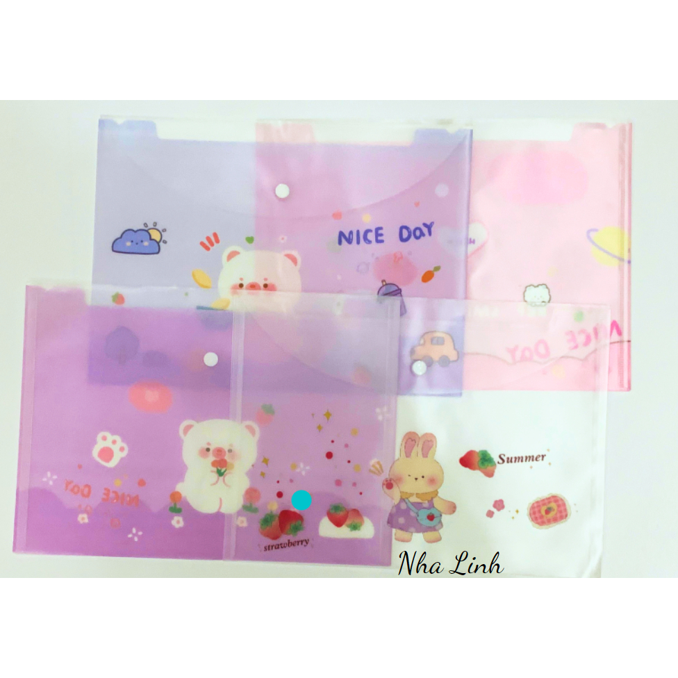 Bìa nút A4 hình gấu trong ,màu siêu xinh dễ thương cho bé