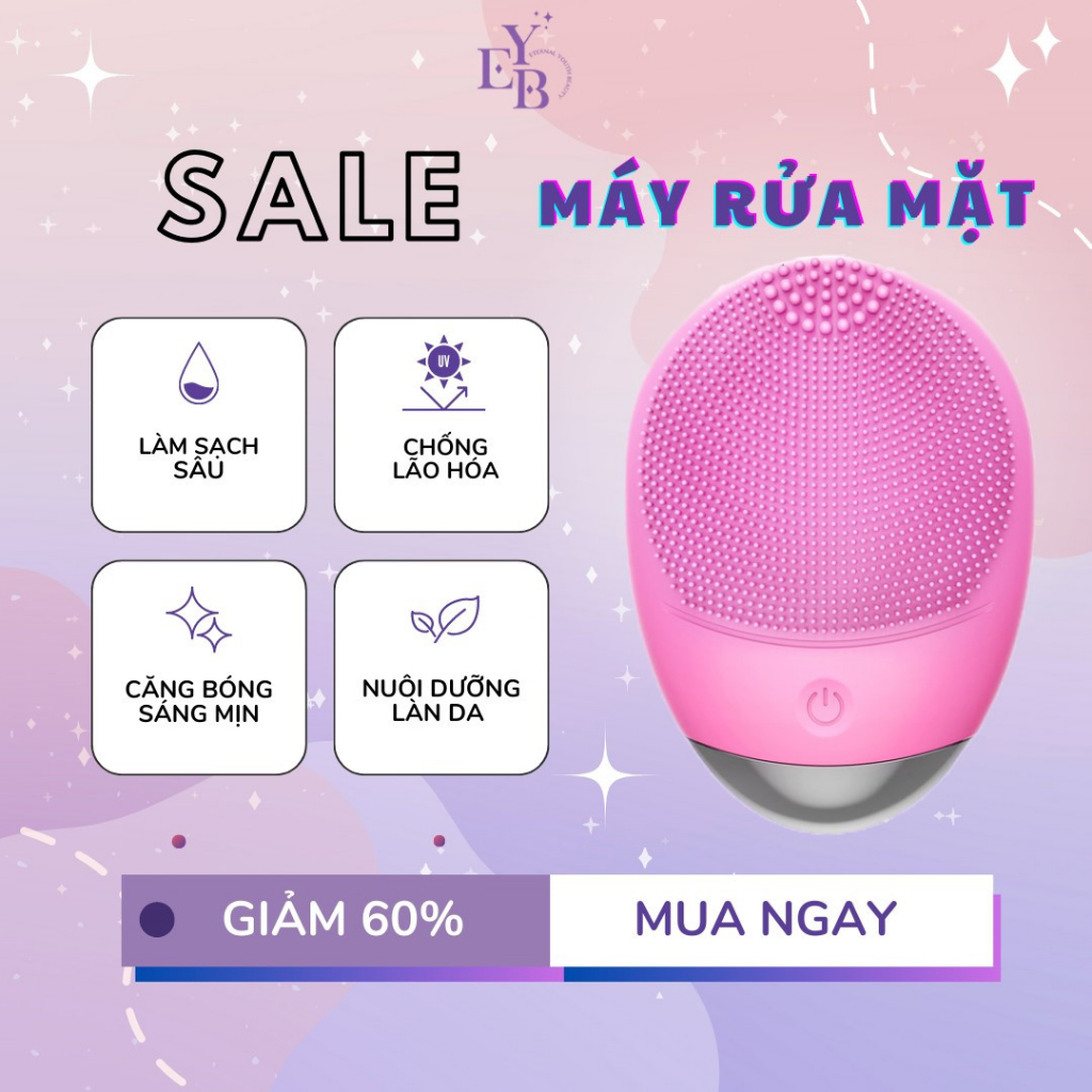 Máy Rửa Mặt Silicone Cầm Tay Chống Nước Đa Năng Làm Sạch Sâu Giúp Da Trắng Sáng Mịn Màng