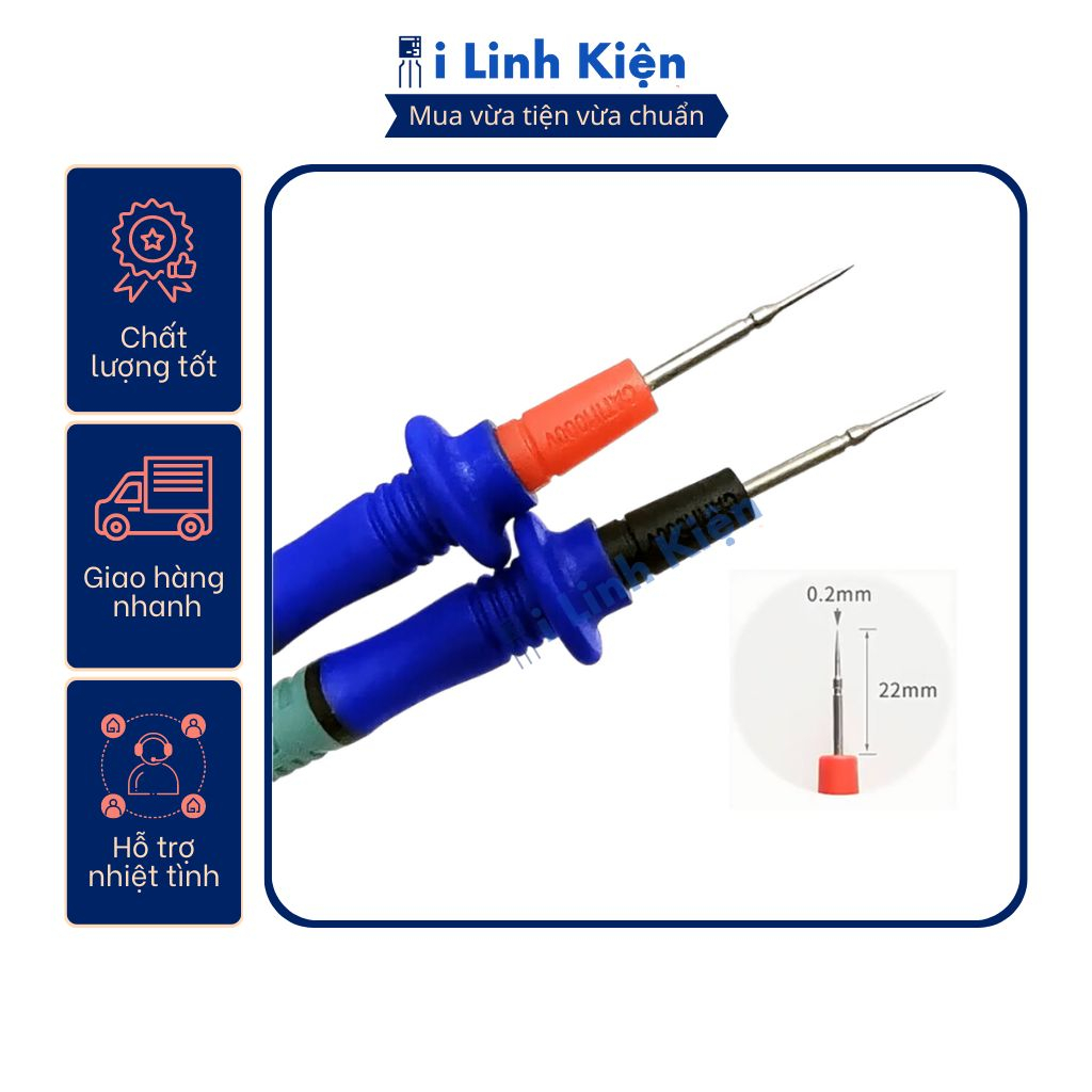Dây đo đồng hồ vạn năng 20A đầu kim thép cực tốt, dây silicon mềm dẻo chất lượng cao.