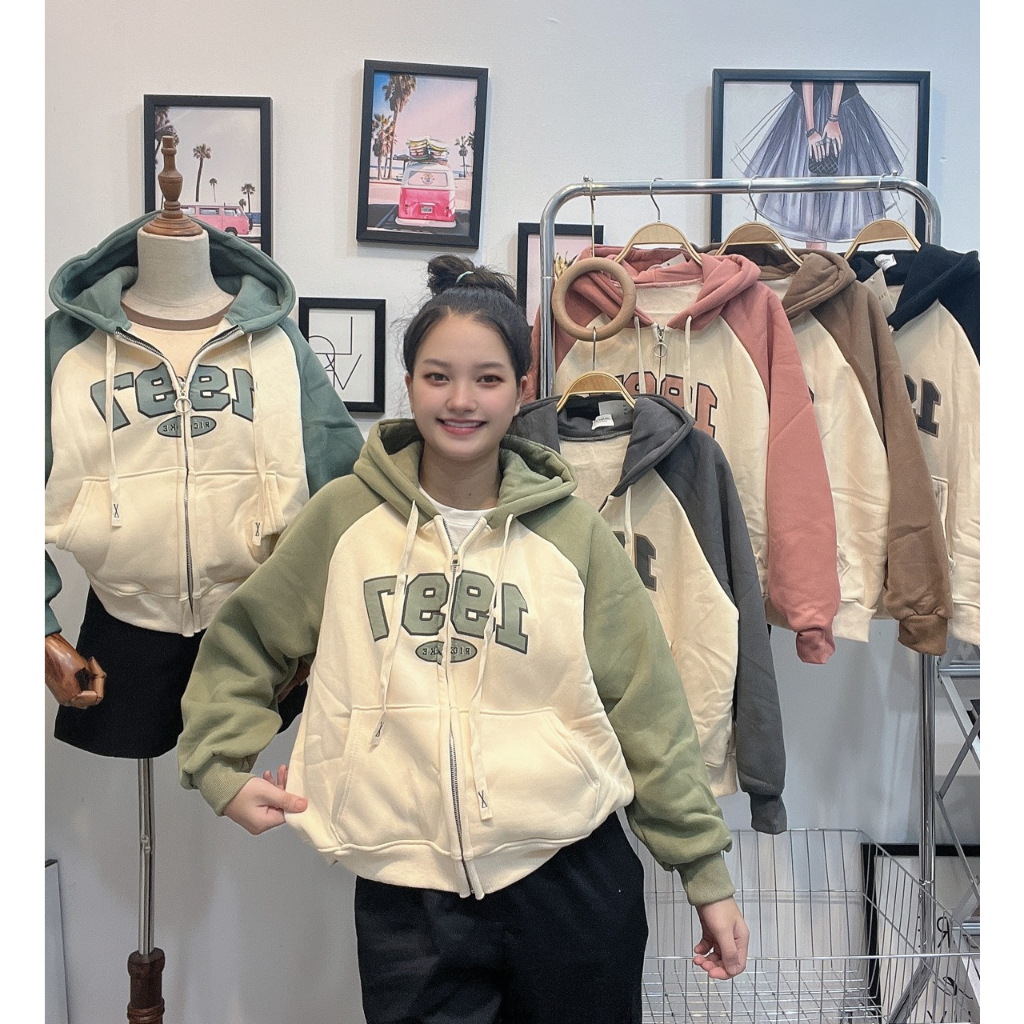 Áo khoác nỉ loại 1 dài tay có mũ kéo khóa form rộng unisex nam nữ couple, áo hoodie nam nữ basic mặc đôi Bunny_555