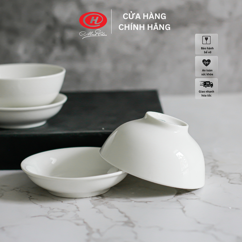 Bát chấm sứ Minh Châu HC trắng trơn 9cm - C03