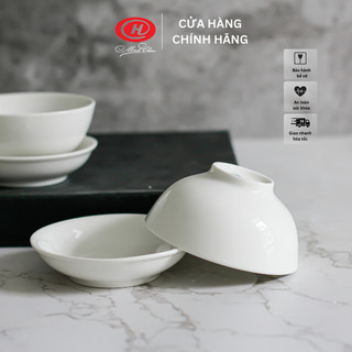Bát chấm sứ minh châu trắng trơn 9cm - c03