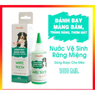 Nước súc miệng WHITE TEETH đánh bay mảng bám, trắng răng, thơm mát dùng cho chó, mèo, chai 100ml
