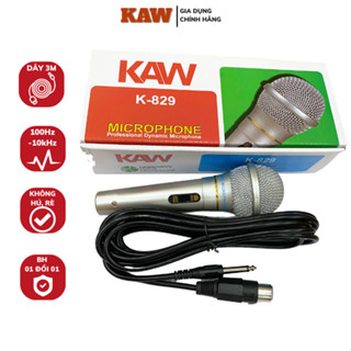 Micro Hát Karaoke KAW K-829 Chống Hú, Âm Thanh Trong Trẻo Sống Động, Có Màng Lọc Tạp Âm, Dây Dài 3M
