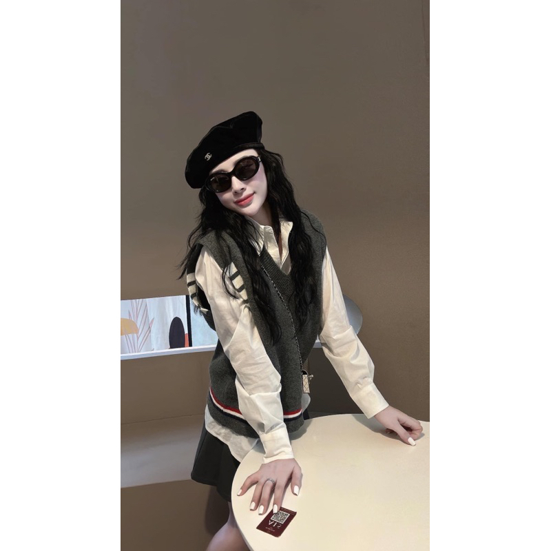 Áo gile len màu ghi xám hàng Yimisun cao cấp