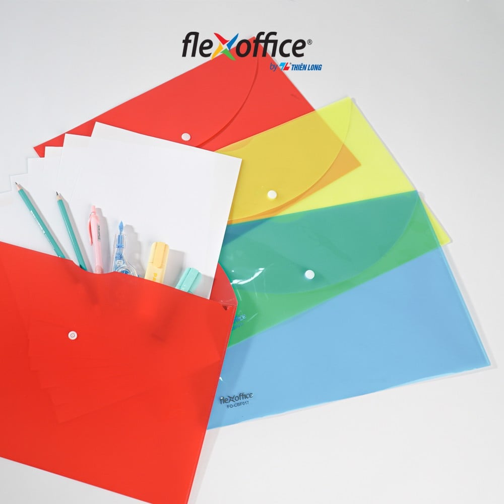 Bìa nút, bìa hồ sơ F4 Thiên Long Flexoffice FO-CBF017 - Chất liệu PP, không BPA - 380 x 260 mm - Sức chứa 125 - 1 túi tờ