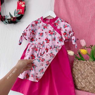 Váy áo dài Hồng Sen - ZUNKids
