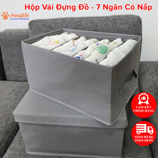 Hộp Vải Đựng Đồ 7 Ngăn Có Nắp Đa Năng – Khay7 Ngăn Đựng Quần Áo Tất Đồ Lót Nhỏ Vải Oxford Chính Hãng Amalife