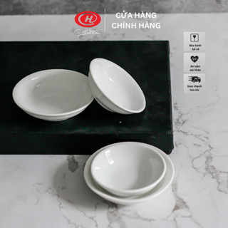 Đĩa chấm sứ Minh Châu trắng trơn - D0