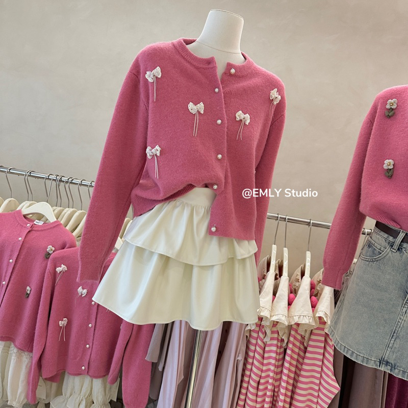 Áo len cadigan đính 3D QCL1