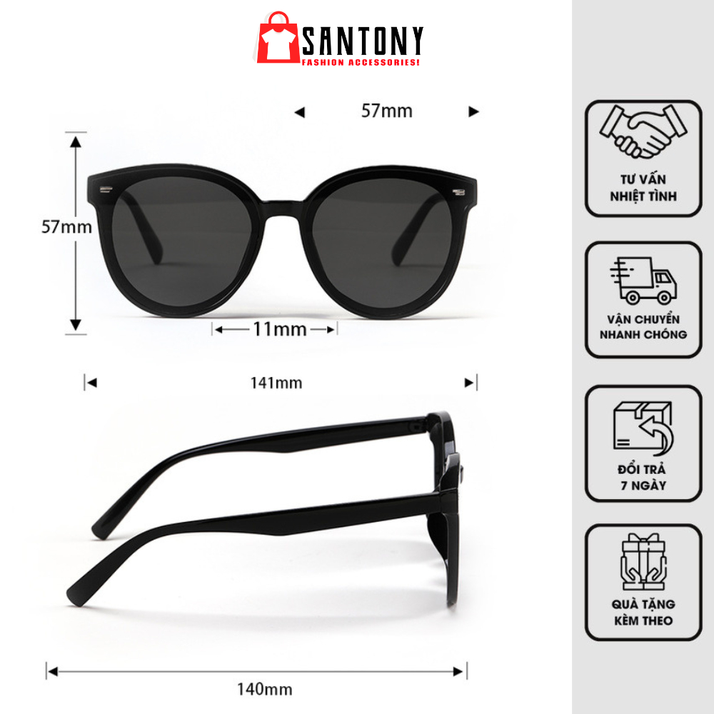 Kính Râm Oversize SANTONY Thiết Kế Mắt Tròn Chống UV400 Cao Cấp Phù Hợp Nam và Nữ STN118
