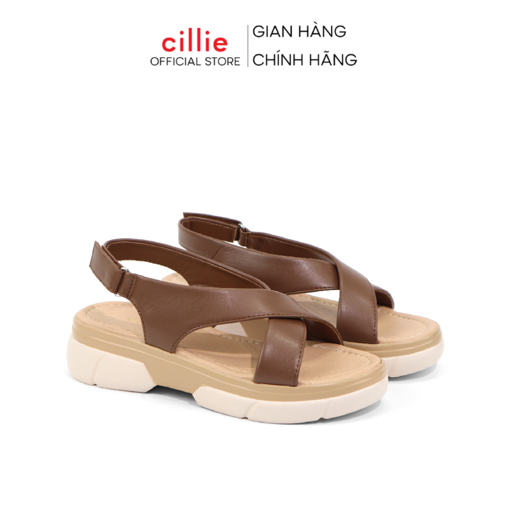 Dép Sandal Bánh mì Nữ Cillie Quai Da Chéo Mềm Mại Đế Cao 3cm Chắc Chắn Không Lún Chống Trơn Trượt 1020