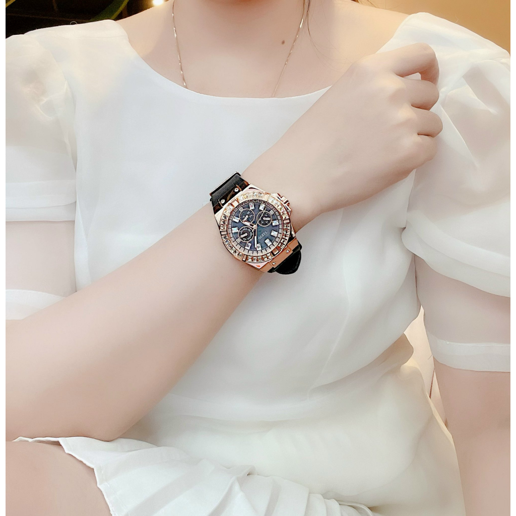 Đồng Hồ Nữ Guess GW0118L2 Silicon Màu Đen Vỏ Rose 39mm - Mặt Khảm Trai