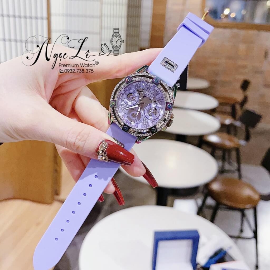 Đồng Hồ Nữ Guess GW0536L4 Dây Silicone Màu Tím Size 39mm