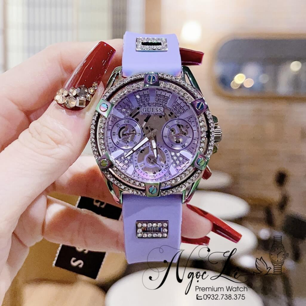 Đồng Hồ Nữ Guess GW0536L4 Dây Silicone Màu Tím Size 39mm