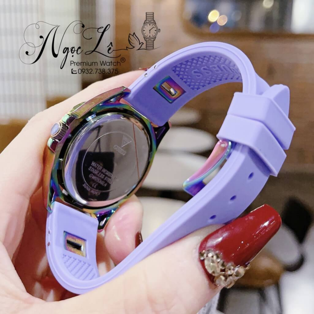 Đồng Hồ Nữ Guess GW0536L4 Dây Silicone Màu Tím Size 39mm