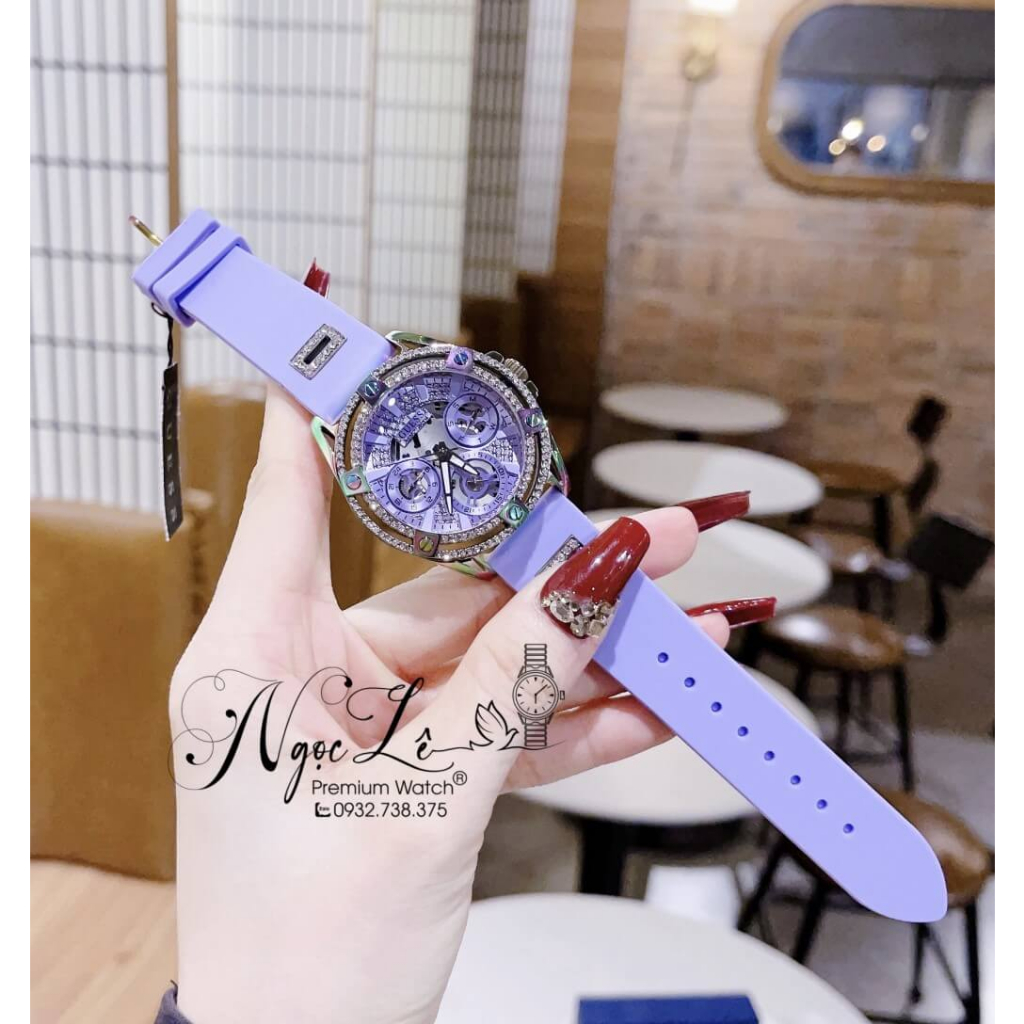 Đồng Hồ Nữ Guess GW0536L4 Dây Silicone Màu Tím Size 39mm