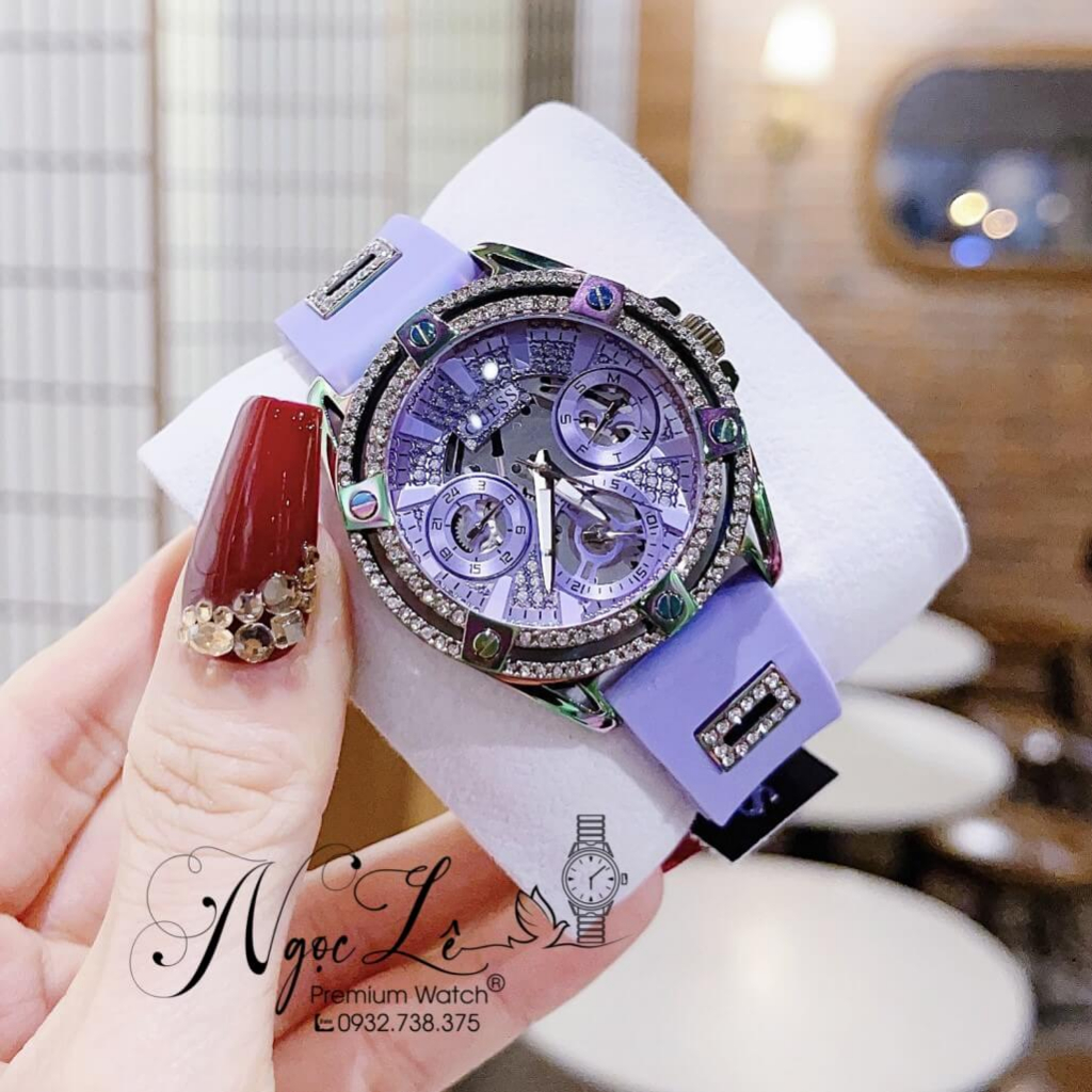 Đồng Hồ Nữ Guess GW0536L4 Dây Silicone Màu Tím Size 39mm