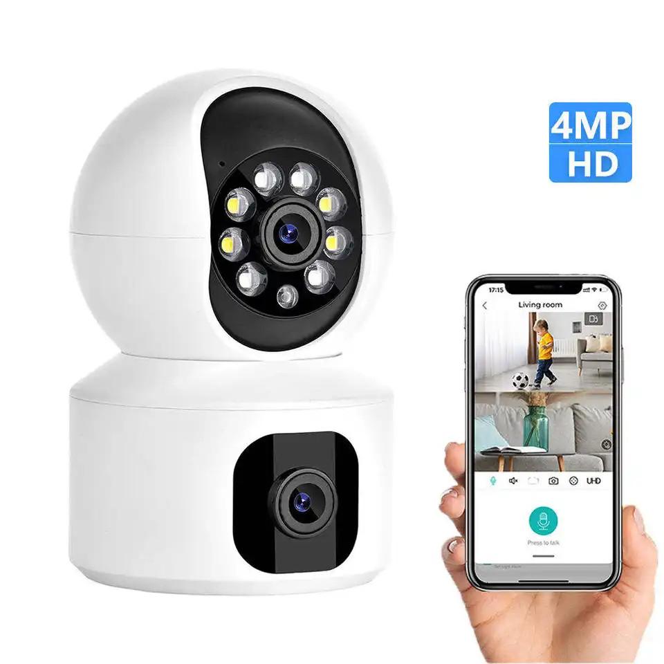 Combo 2 Camera WiFi Yoosee 2 Mắt Kép YS2304 Kèm Thẻ 64Gb - Camera 2 Mắt Trong Nhà 4.0Mpx Siêu Nét Xoay 355 Độ