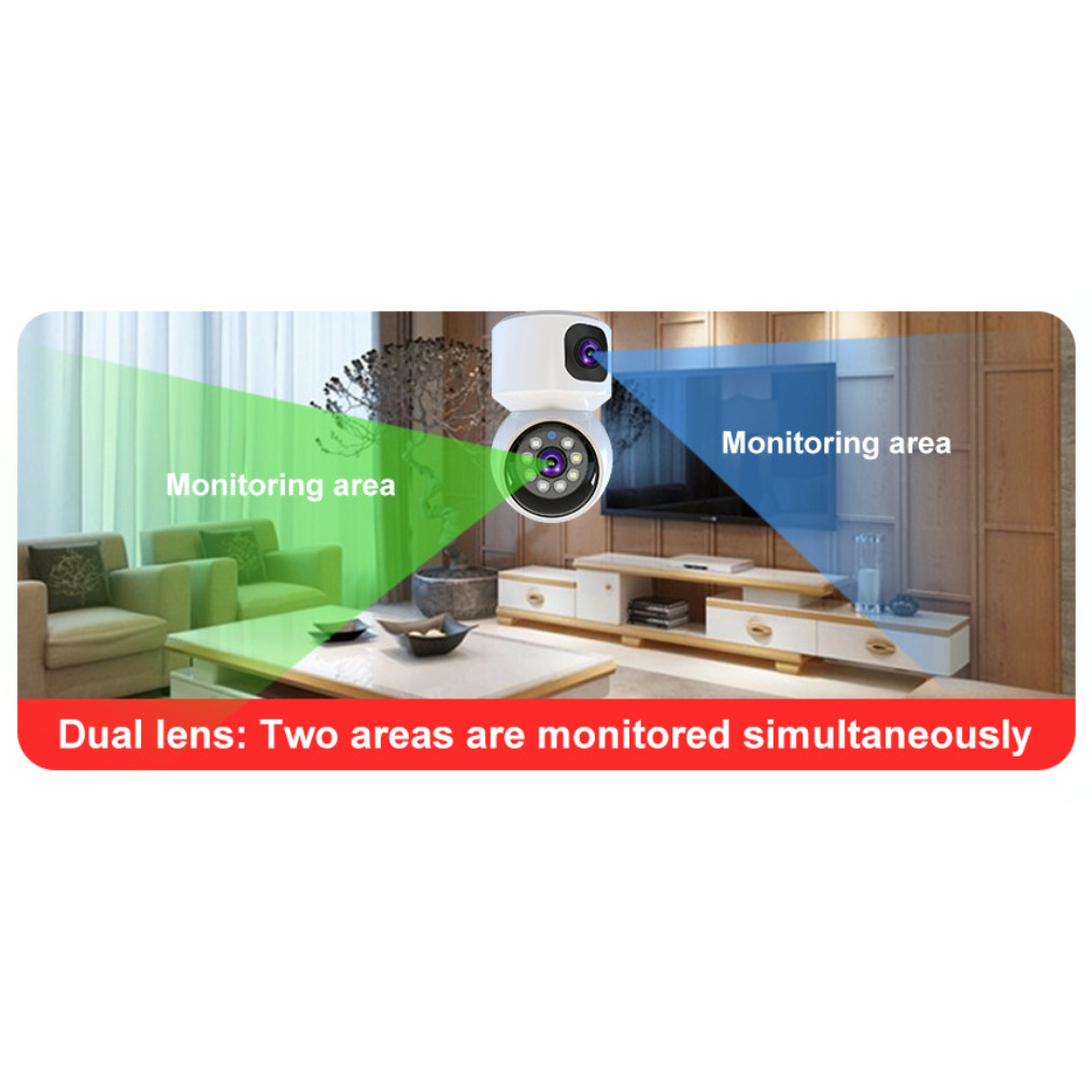 Combo 2 Camera WiFi Yoosee 2 Mắt Kép YS2304 Kèm Thẻ 64Gb - Camera 2 Mắt Trong Nhà 4.0Mpx Siêu Nét Xoay 355 Độ