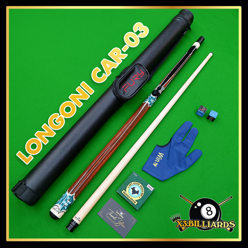 Cơ Bida Longoni Carom - 03 Chơi 3C Gậy Bi A Giá Rẻ 3 Băng Cho Các Bạn Mới Chơi Tặng Bao Da, Găng Tay, Lơ Tẩy FURY